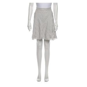 REBECCA TAYLOR Gray Woven Fringe Knee-Length A-Line Skirt~4